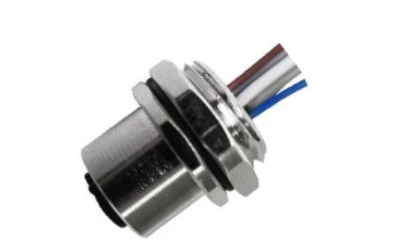 M12 fêmea tipo solda traseira fixada A- codificação 8PIN PG9 fio 0,5M