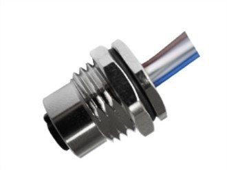 M12 fêmea tipo solda frontal fixada A-codificação 3PIN PG9 fio 0,5M