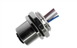 M12 fêmea tipo solda traseira fixada A- codificação 5PIN M16 * 1.5 fio 0,5M
