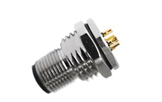 M12 macho tipo solda frontal fixado A-Codificação 4PIN PG9